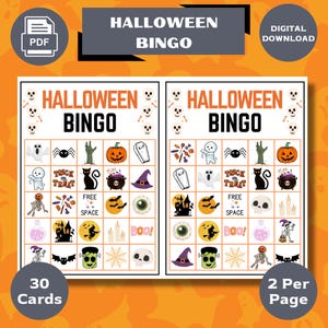 30 Cartes de Bingo d'Halloween pour les enfants, Activités d'Halloween, Cartes de Bingo imprimables, Bingo d'Halloween pour les enfants, PDF