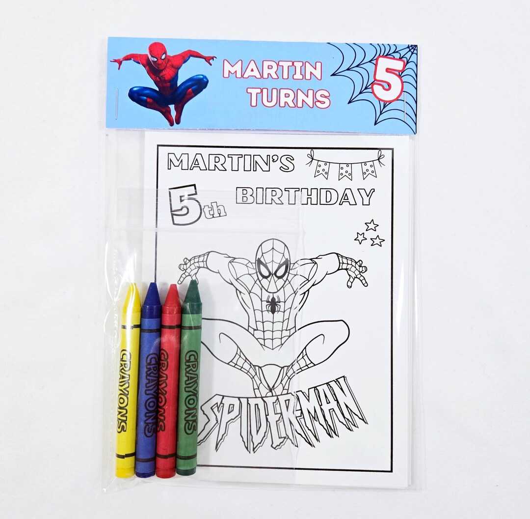 Spiderman Party Coloring Packs and Crayons, Spiderman Birthday Party