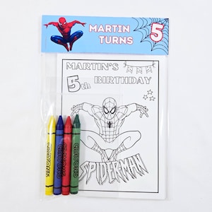 Spiderman Birthday Party Favor : Coloring Pack with Crayons