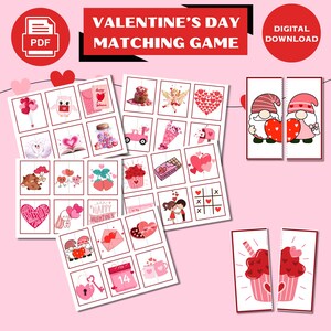 Jeu d'association sur la Saint-Valentin pour enfants, Activités d'association sur la Saint-Valentin, Jeu sur la Saint-Valentin imprimable