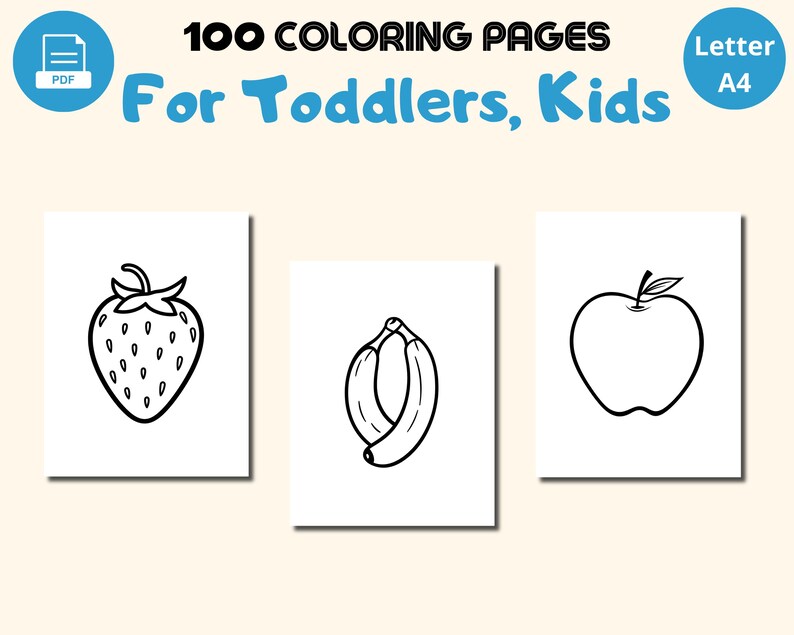 100 Printable Coloring Pages for Kids and Toddlers (PDF Download) - Etsy UK