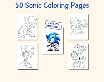 50 Sonic Coloring Pages : Kids Cartoon Activity (PDF)