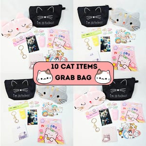 10-Item Premade Mystery Grab Bag, Mystery Box, Gifts for Cat Lovers, Surprise Cat Set, Premade Mystery Box, Mystery Stationary