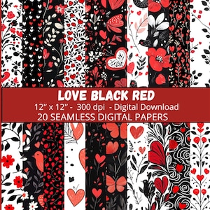 Papier numérique sans couture sur l'amour, Scrapbook imprimable sur l'amour, Papier numérique pour la St Valentin, Papier scrapbooking, PDF