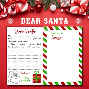 Carta a Papá Noel para imprimir, Páginas para colorear adicionales, Carta a Papá Noel, Carta a Papá Noel, Descarga instantánea, PDF