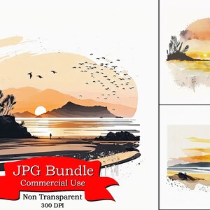 Dunkler Strandkranz Clipart: 300 DPI, undurchsichtiger Hintergrund, kommerzielle Nutzung Sofort Download, Reiseposter, Meer Charme