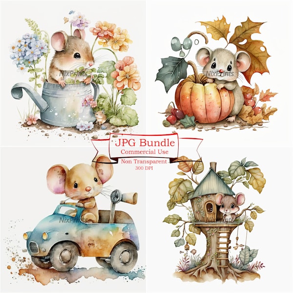 Mouse Spring Flowers and Gardening Clipart, Thanksgiving and Fall Season, , Travel and Vacation, Treehouse - Seasonal and Adventure Themes