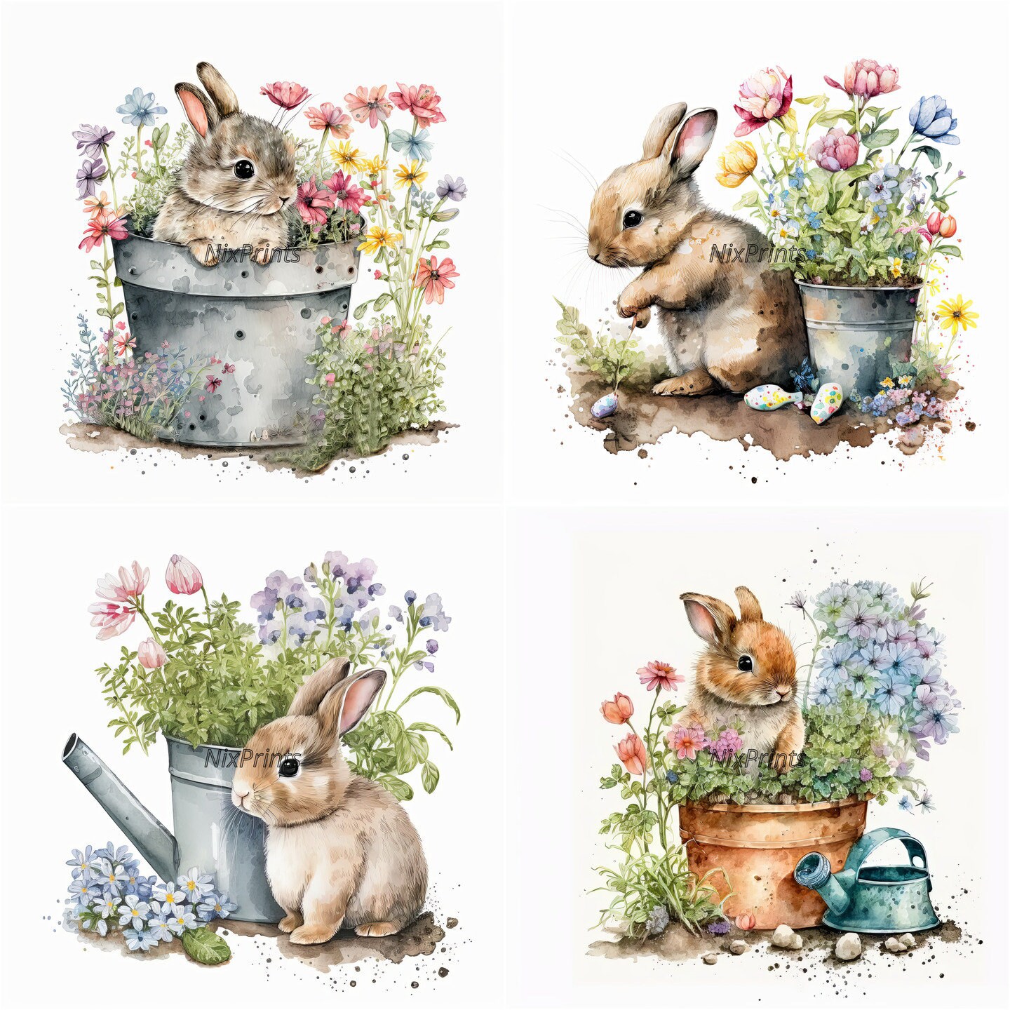 Bunny Clipart and Digital Paper Crafts for Commercial Use | Digital ...