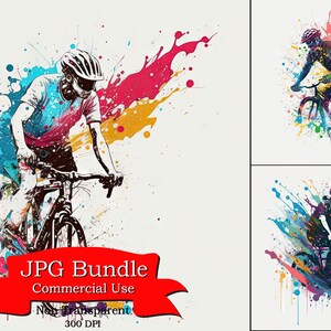 Radsport Clipart - Shirt-Design mit bunten Vektor-Farbspritzern: Lebendiges und energiegeladenes Sportbekleidungs-Konzept für Fahrrad-Enthusiasten, 300 DPI