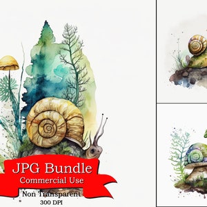 Snail Wilderness Survival Clipart Bundle : Créatures lentes, Résilience, 300 DPI, Fond non transparent, Utilisation commerciale
