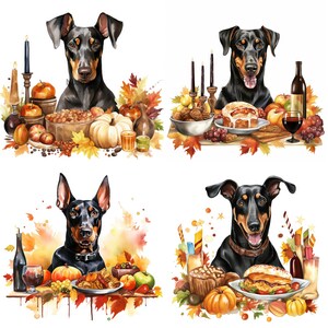 Doberman Pinscher Dog Clipart, Thanksgiving Themes, Family Dinner ...