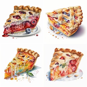 Pie Clipart: Watercolor Homemade Pie Clipart With Non-transparent ...