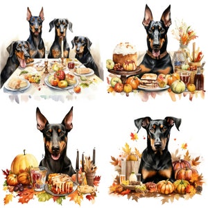 Doberman Pinscher Dog Clipart, Thanksgiving Themes, Family Dinner ...