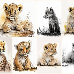 Cute Safari Animal Watercolor Clipart Bundle for Sublimation and ...