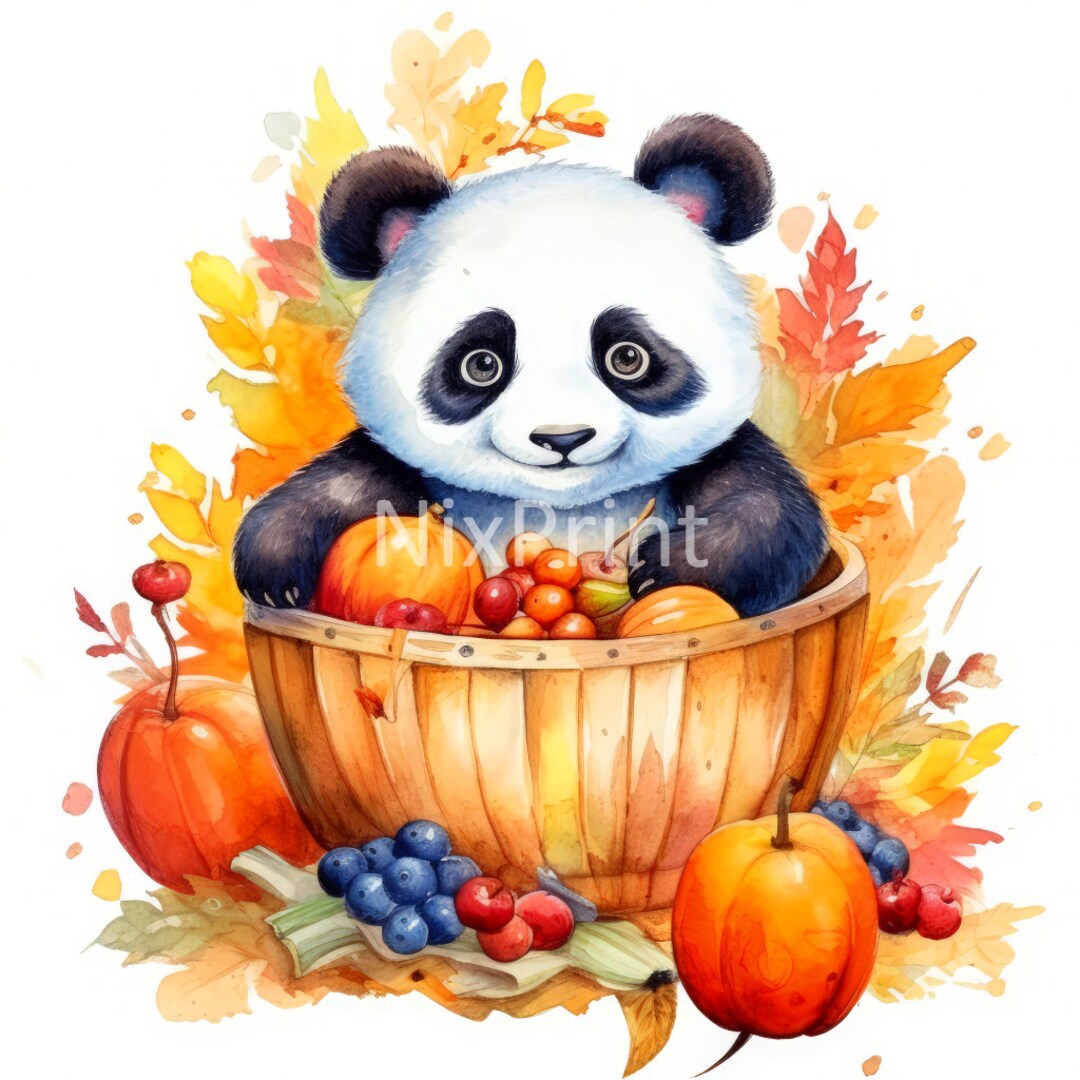 Panda Harvest Food Clipart, Picture for Kitchen Wall, Wall Art for ...