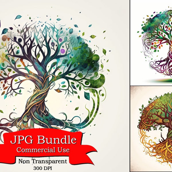 High-Res Tree of Life Clipart: Light Background, Celtic Inspired Design, Decorative Element, Commercial Use, 300 DPI
