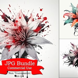 Araignée japonaise Lily Soft Grunge, Clipart Floral, Téléchargement numérique, Fond non transparent, Utilisation commerciale