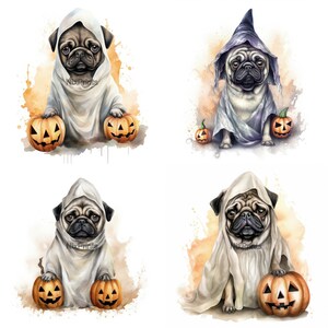 Pug Clipart, Dog Clipart, Halloween Clipart, Spooky Halloween Costume ...