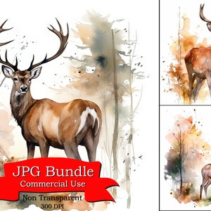 Hirsch Clipart, entzückender Aquarell Hirsch mit Blumen Clipart, digitales Papier Handwerk, digitaler Planer, Bekleidung, kommerzielle Nutzung, 300 DPI