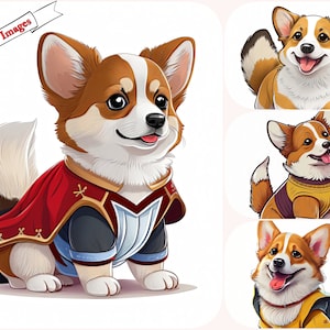 Adorable Corgi Clipart,Cartoon Corgi Art , Watercolor Dog Art ,Cute Dog ,Nursery Decor , Pet Portrait, Corgi Art Print, Super Corgi Image