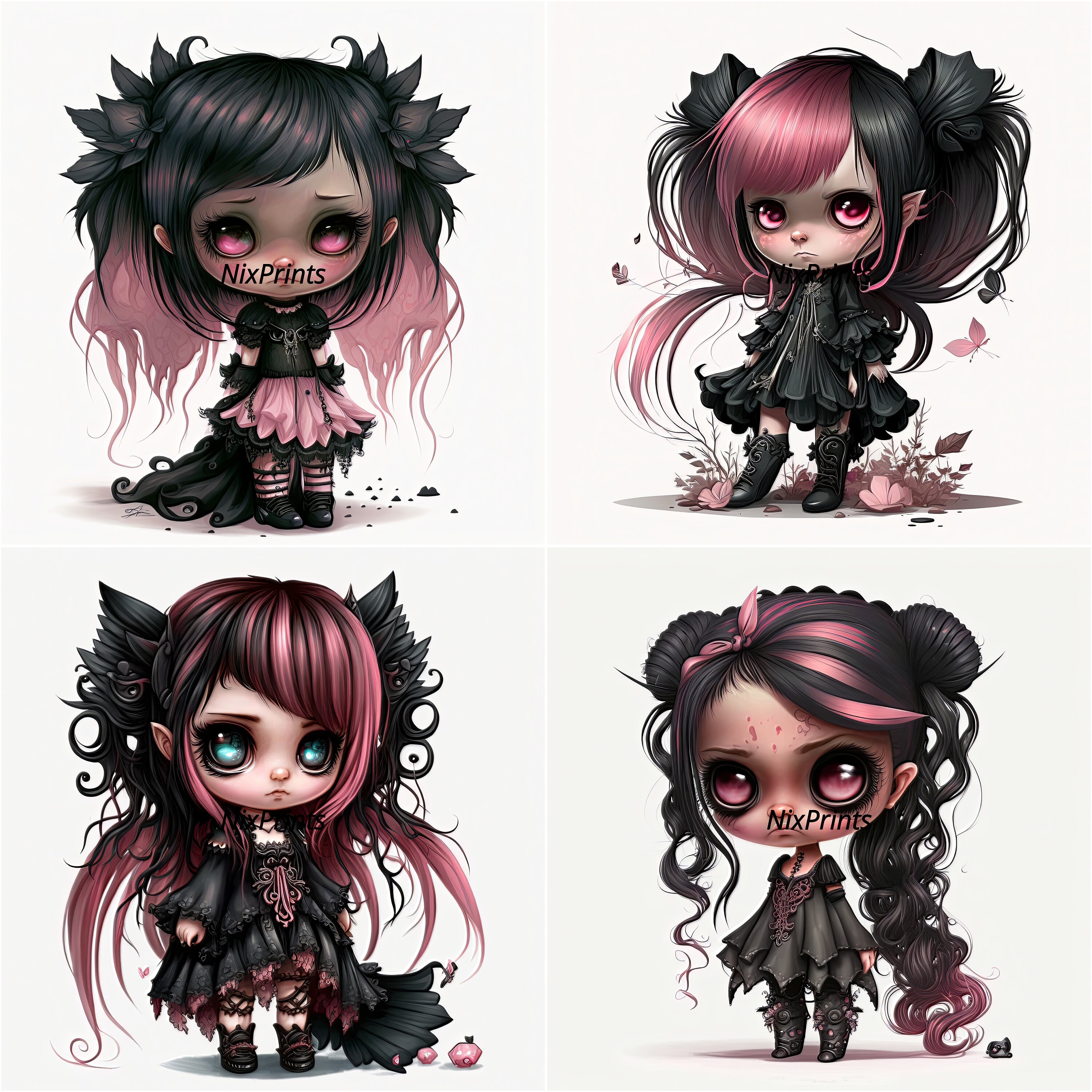 Creepy Cute Pastel Goth Fairy Clipart Lvector Graphics for Etsy Canada