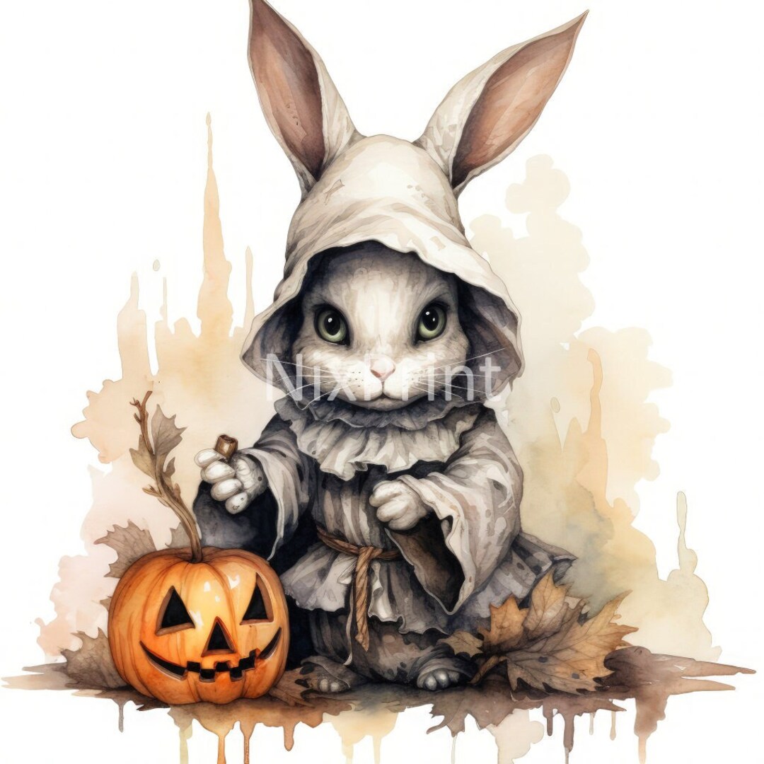 Spooky Rabbit Painting Rabbit Clipart, Spooky Halloween Clipart, Ghost Clipart, Witch, and ...
