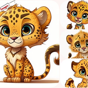 Aquarelle ludique guépard Clipart, Animal jpg, mignon guépard Clipart non transparent Bundle, Cub jpg images en téléchargement numérique instantané.