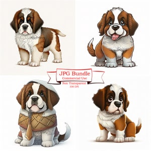Saint Bernard Puppies Clipart, Saint Bernard Instant Download, Digital Downloads, Full Commercial Use, Card Making, St Bernard JPG