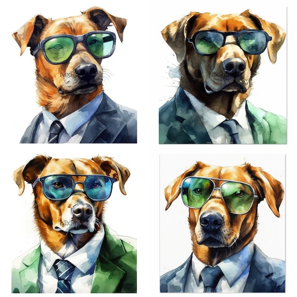 Cool Dog With Sun Glasses, Office Pup Chic Clipart, Dog In Suit And Tie, Clip Art And Image File Dogs, Clip Art Dog, Boss Dog Clipart