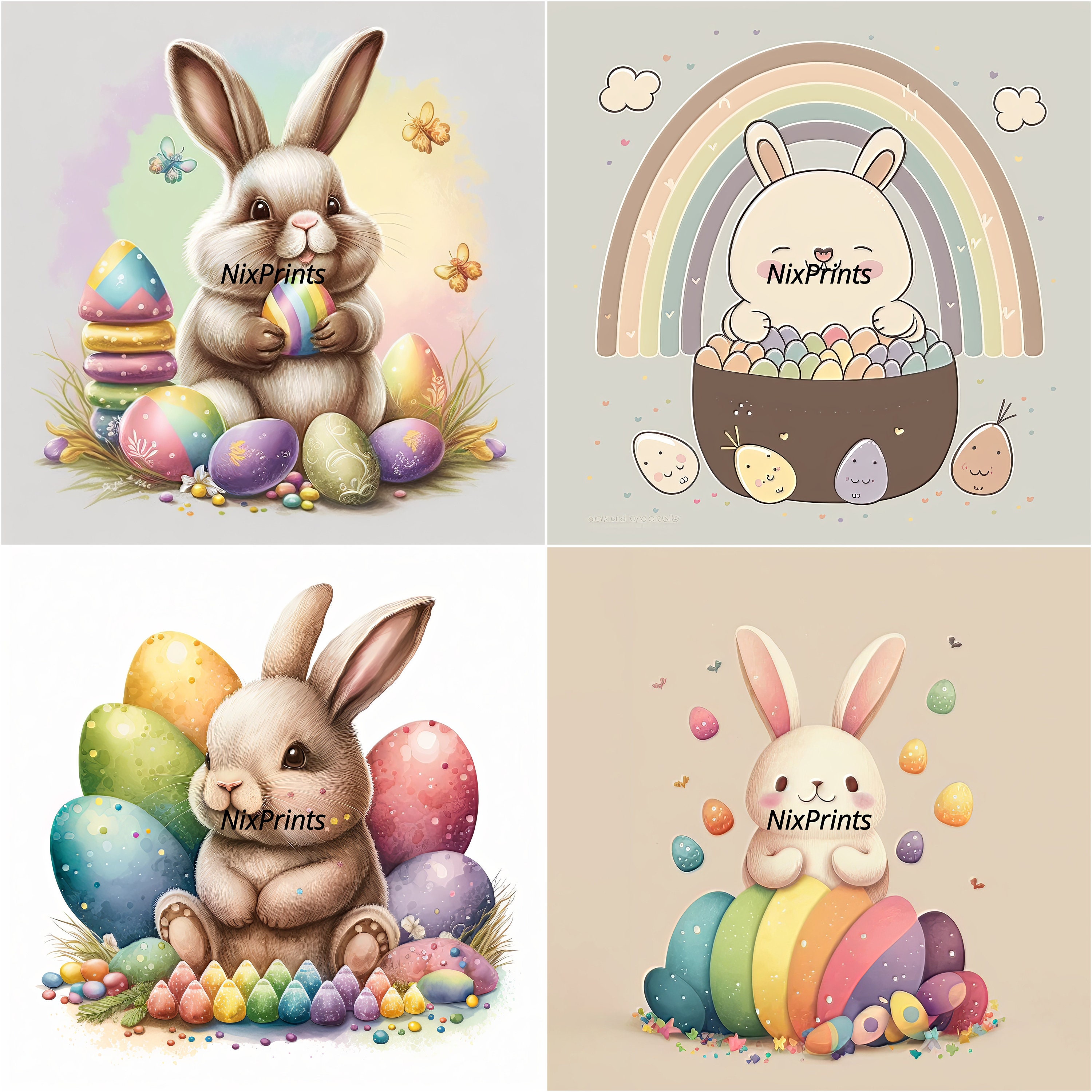Bunny Rabbit Watercolor Clipart Bundle for Crafting ,baby Shower ...