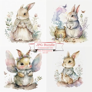 Bunny Fairy Tale Clipart - Enchanting and Whimsical Themes for Magical and Dreamy Creative Projects, 300 dpi, Commercial Use