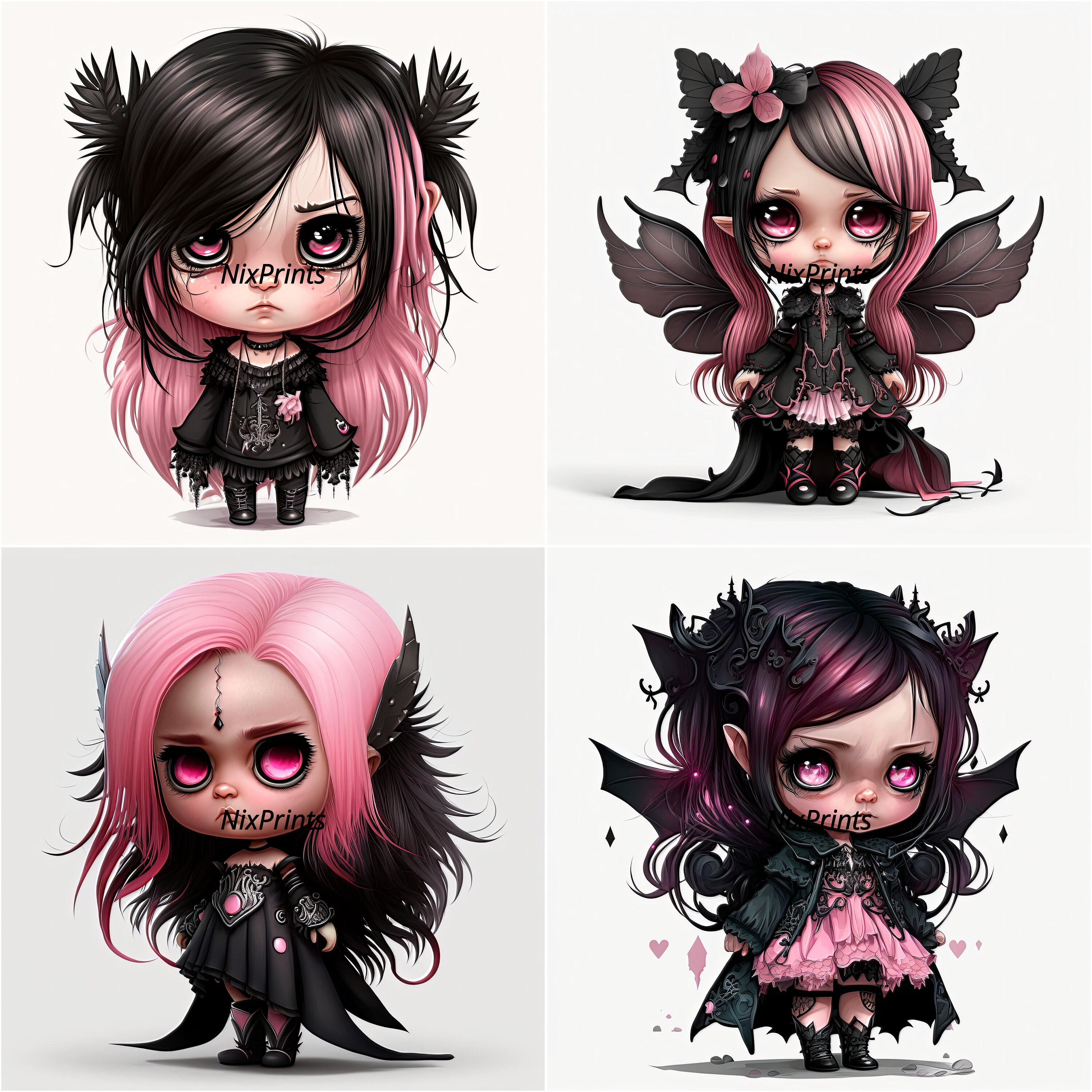 Creepy Cute Pastel Goth Fairy Clipart Lvector Graphics for Etsy Canada