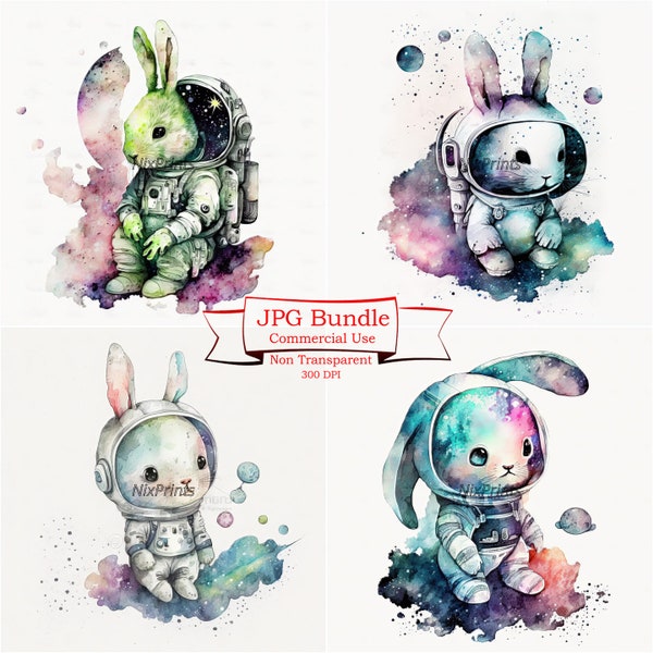 Bunny Outer Space Alien & Pirate Clipart - Imaginative and Exciting Designs for Adventure-Inspired Creative Projects, 300 dpi,