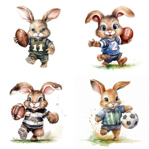 Rabbit Clipart, Football Clipart, Dressed as a Football Player ...