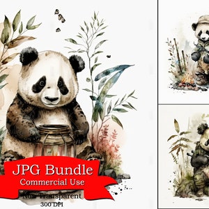 Panda Clipart, Camping Clipart, Wilderness Companion Outdoors Survival Uw bestemming voor rugzakken, petten, legerkleding en woestijnkamperen