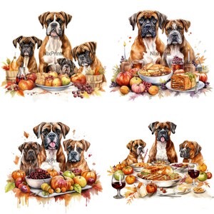Cute Boxer Dog, Thanksgiving Themes, Family Dinner Scenes, Wall Art for ...