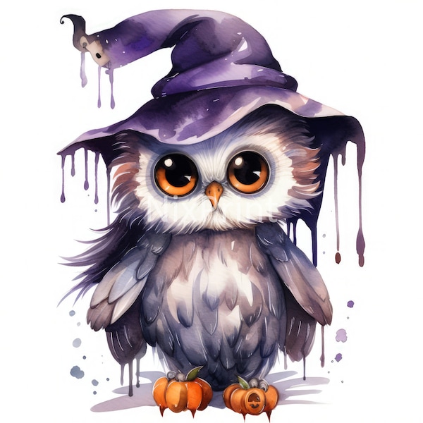 Owl Clipart, Halloween Clipart, Spooky Halloween Costume, Ghost, Witch, and Zombie Clipart, Art For Family, Poster For Above The Bed