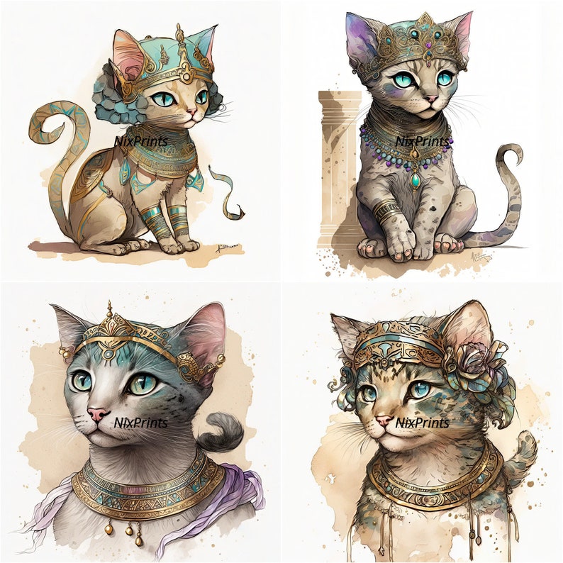 Egypt Cat Clipart Bundle Printable High-resolution JPG Files - Etsy