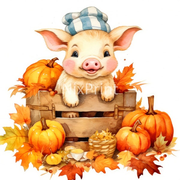 Pig Harvest Food Clipart, Picture For Dorms, Watercolor For Beginners, Background For Photography, Designs For Tumblers