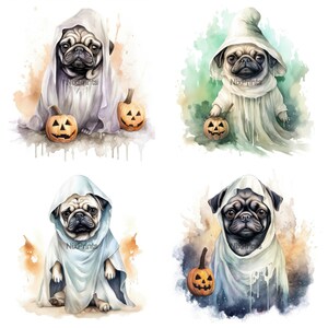 Pug Clipart, Dog Clipart, Halloween Clipart, Spooky Halloween Costume ...