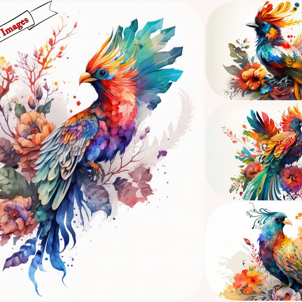 Rainbow Phoenix Clipart and Digital Downloads | Perfect for Commercial Use,Magic Bird,Magical ,Wizardry bird, jpg Format, Instant Download