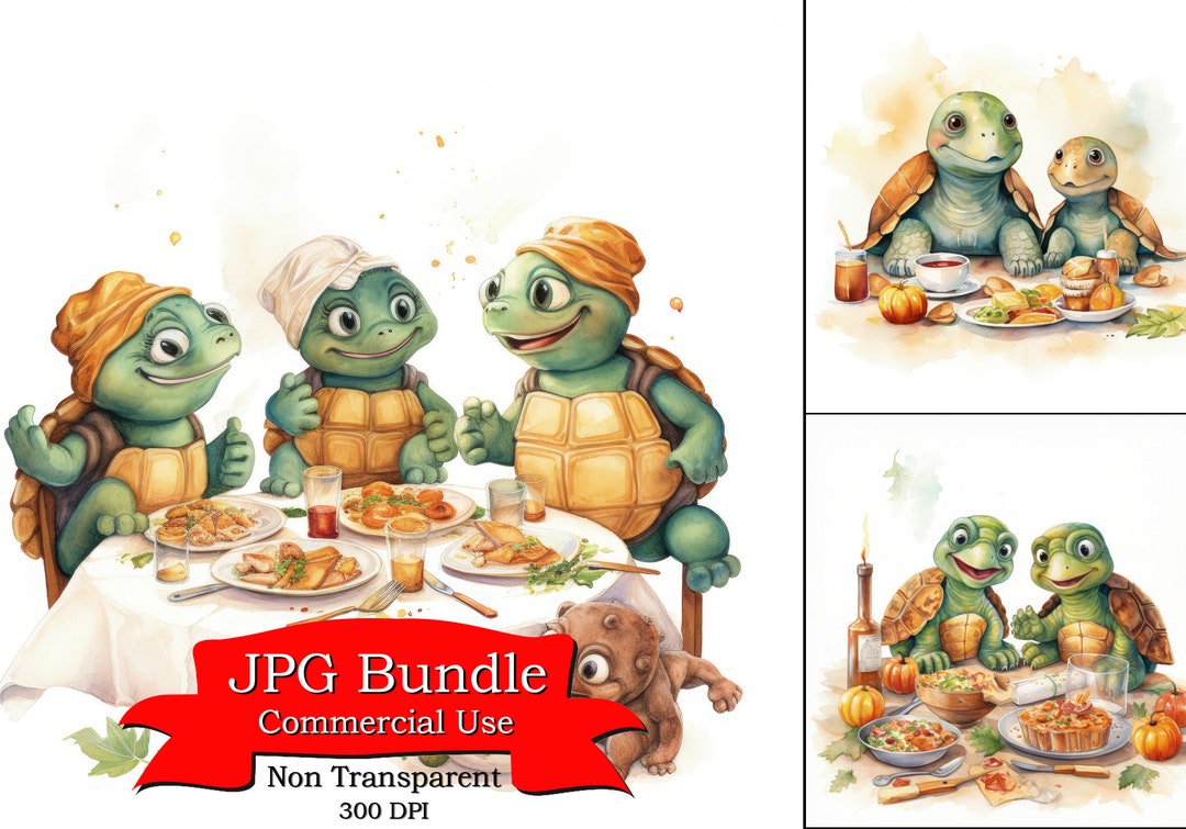 Cute Turtle Clipart, Thanksgiving Themes, Family Dinner Scenes Clipart ...