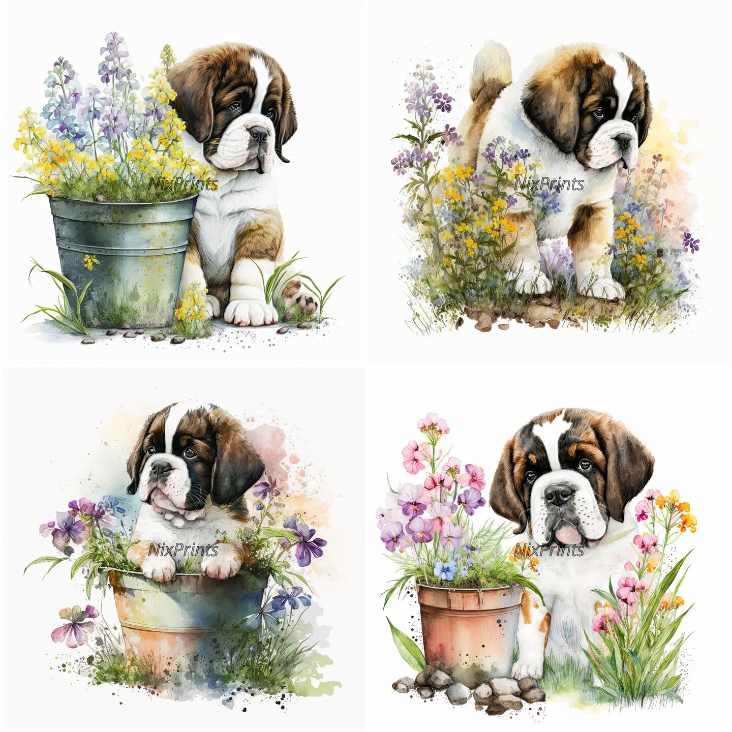 Saint Bernard Puppy Clipart Digital Image Downloads for - Etsy