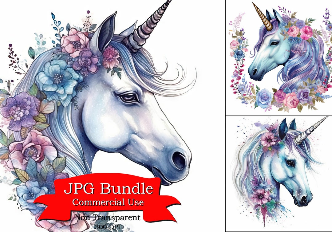 Magical Unicorn Clipart in Purple and Blues Digital Clipart Digital ...