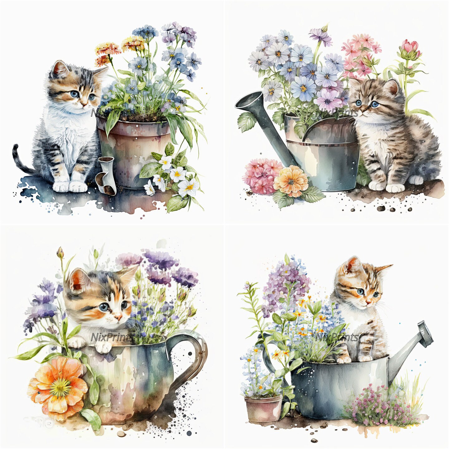 Kitten Clipart Set Cat Spring Theme High Quality JPG Digital - Etsy