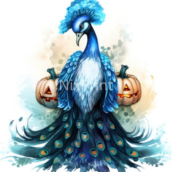 Peacock Clipart, Halloween Clipart, Spooky Halloween Costume, Ghost, Witch, and Zombie Clipart, Designs For Logos, Wall Art For Home