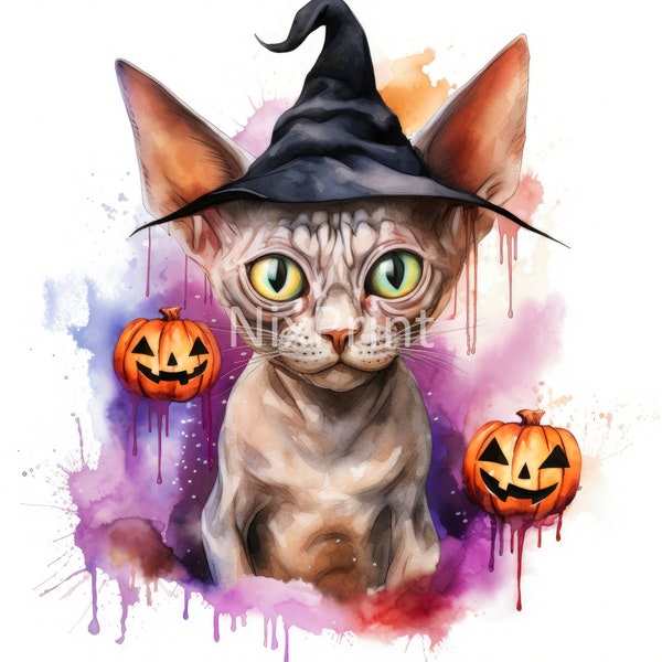 Sphynx Cat Clipart, Spooky Halloween Costume, Ghost, Witch Clipart, Art For Deck, Clipart For School