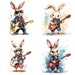 Rabbit Clipart, Rock Star Clipart, Dressed as a Rock Star, Playing a ...