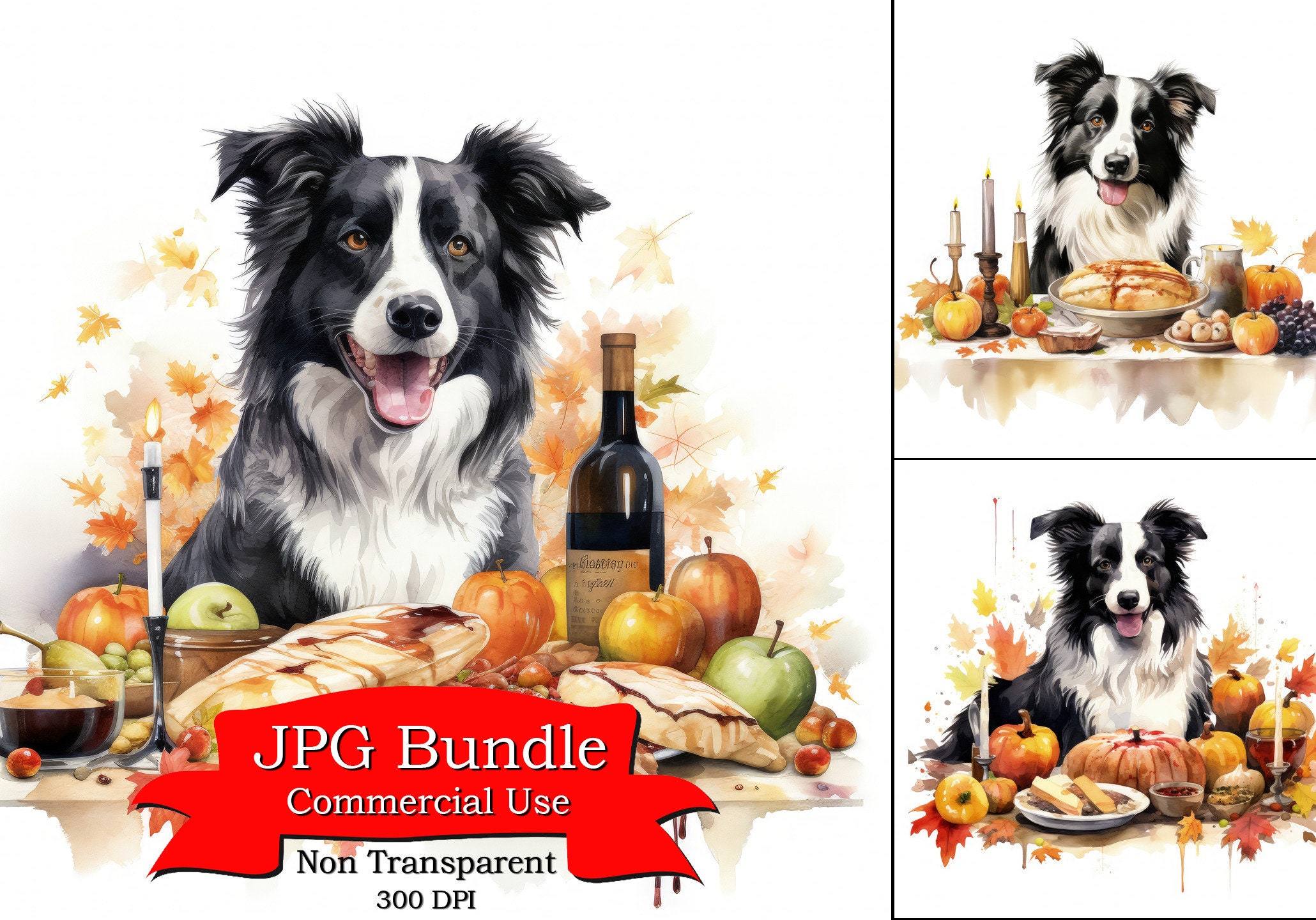 Lindo perro Border Collie, temas de Acción de Gracias, escenas de cenas  familiares, arte de pared para escalera, archivo para Cnc, arte para  descargar - Etsy México, image size:2060x1440