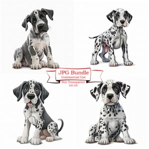 Great Dane Puppy Clipart for your Crafting and Design Needs, Dog Clipart  Digital Planner, Junk Journaling, Watercolor, Wall Art